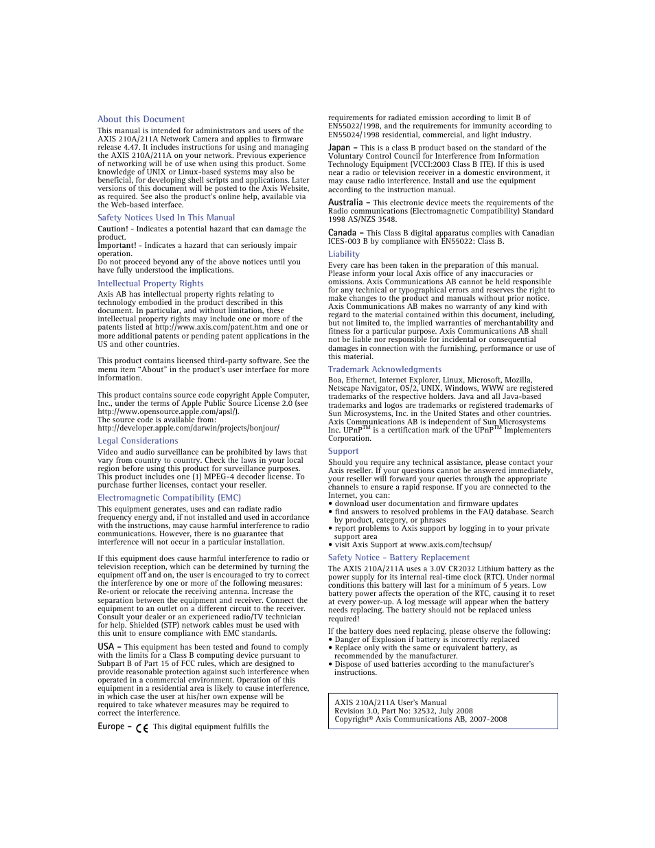 Axis communications | Axis Communications Axis 211A User Manual | Page 2 / 76