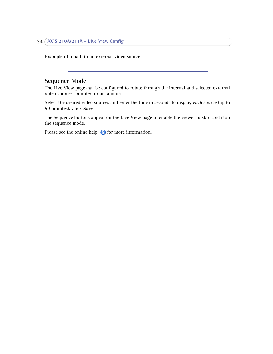 Sequence mode | Axis Communications Axis 211A User Manual | Page 34 / 76