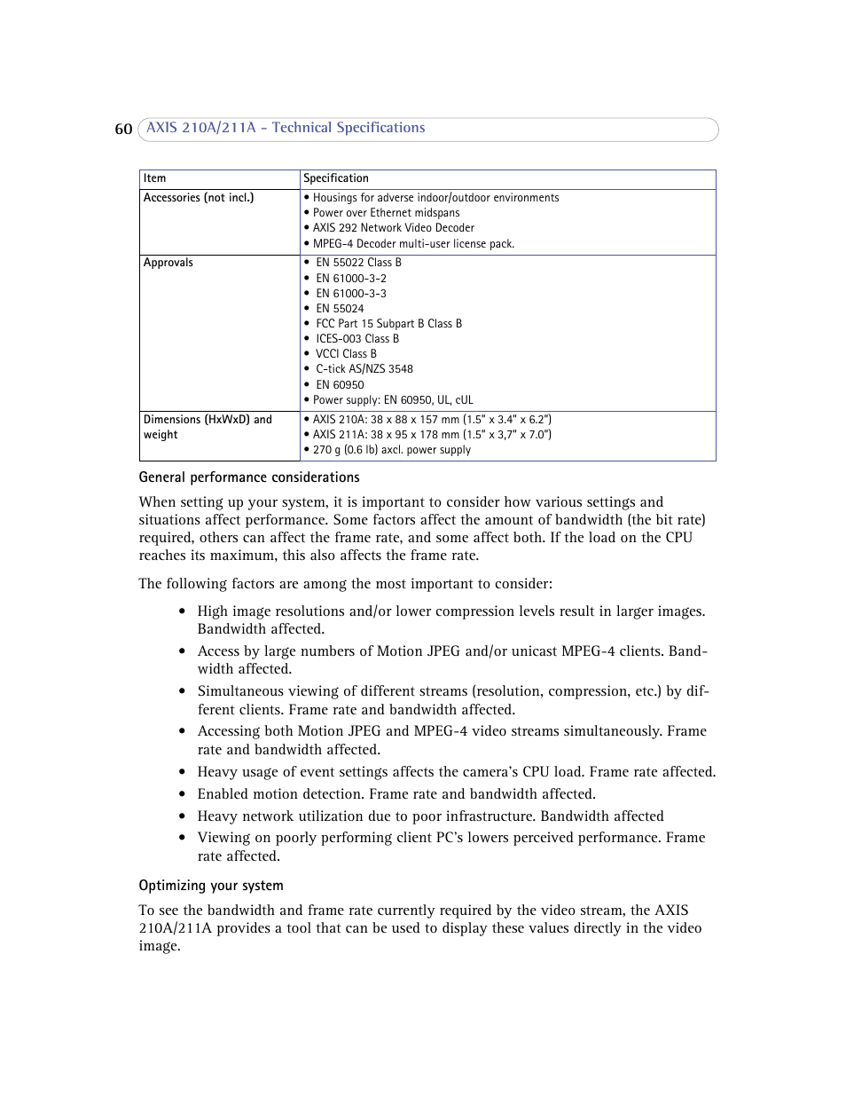 Axis Communications Axis 211A User Manual | Page 60 / 76