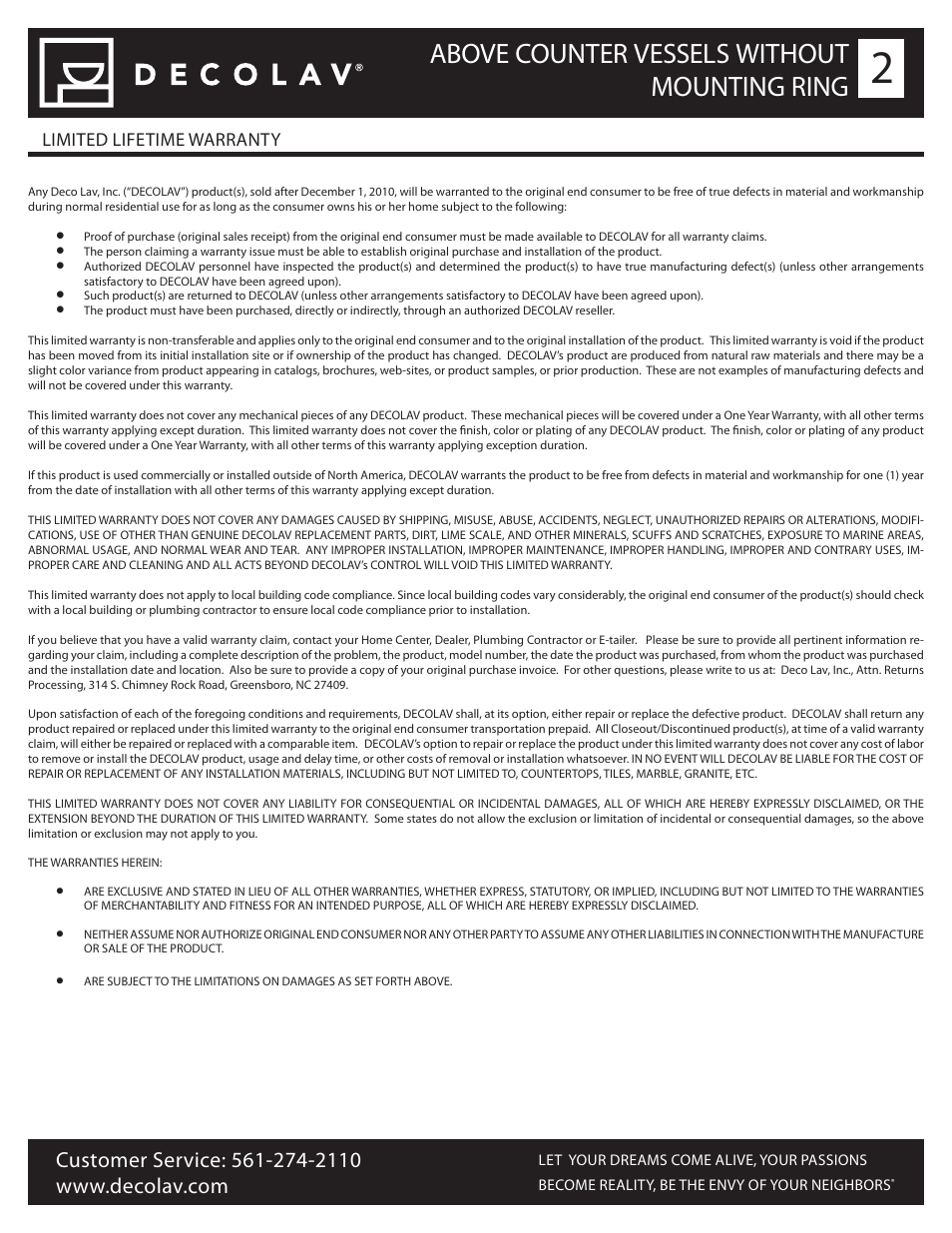 Above counter vessels without mounting ring | Decolav 1139T User Manual | Page 4 / 4