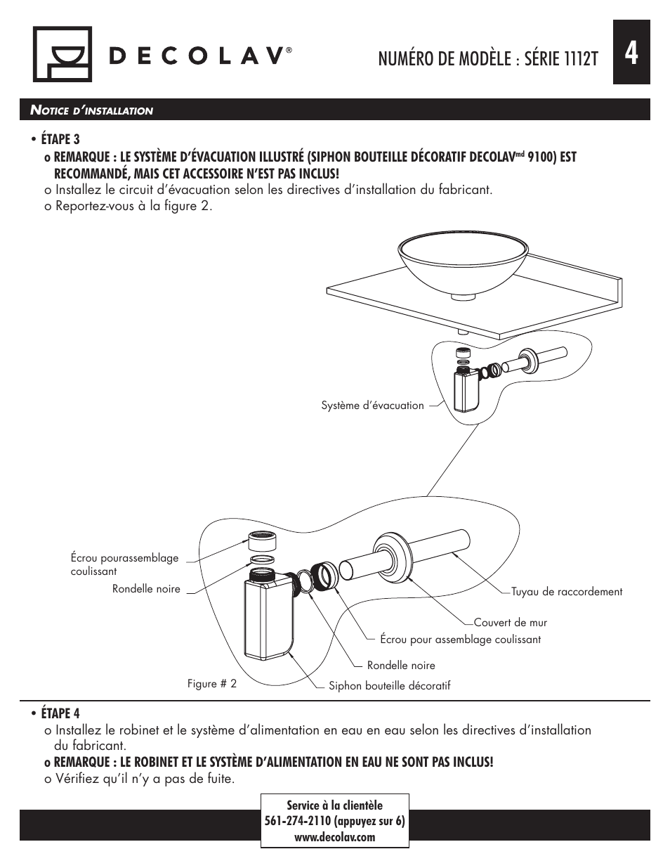 Numéro de modèle : série 1112t | Decolav 1112T User Manual | Page 9 / 15