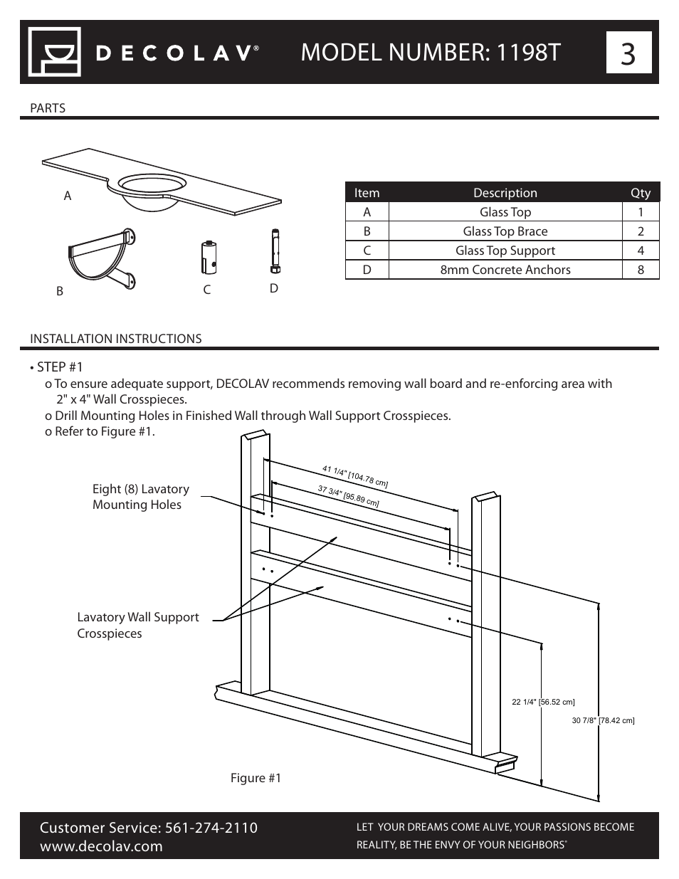 Model number: 1198t | Decolav 1198T User Manual | Page 3 / 7