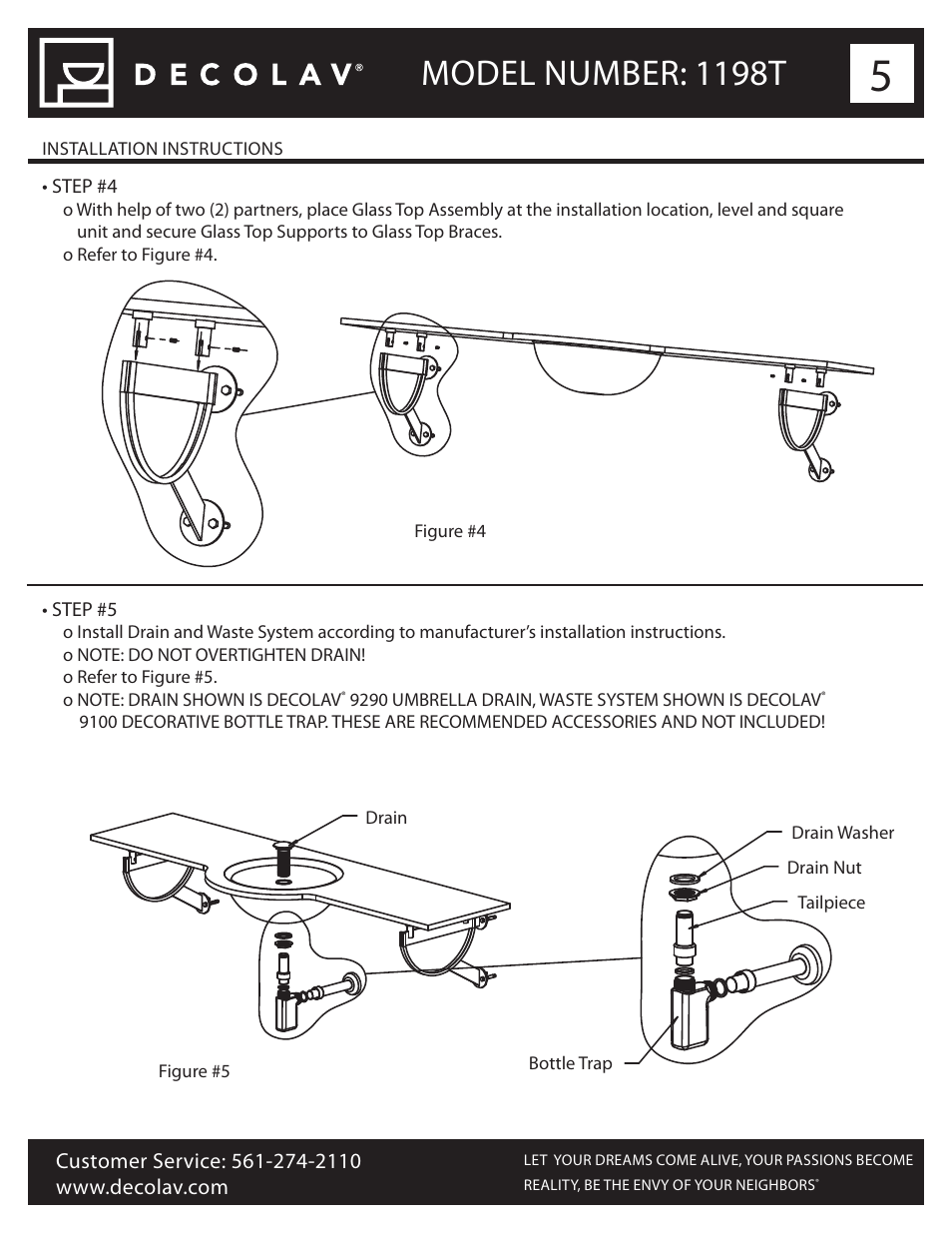 Model number: 1198t | Decolav 1198T User Manual | Page 5 / 7