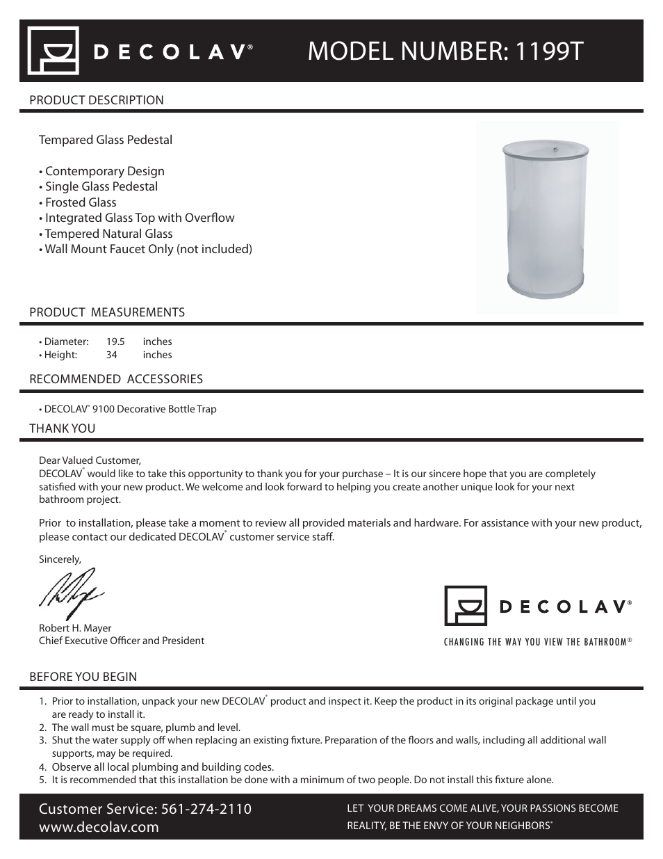 Decolav 1199T User Manual | 7 pages