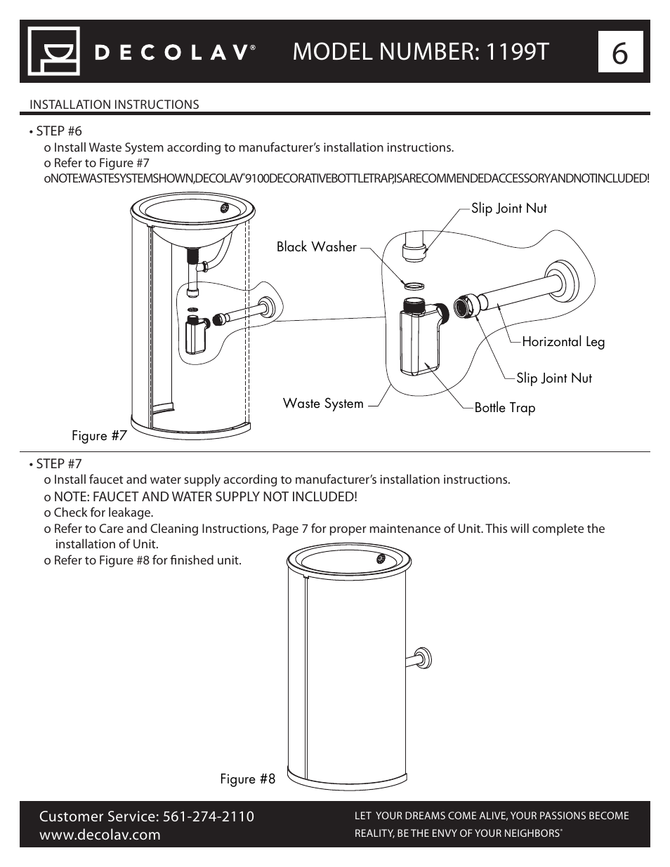 Model number: 1199t | Decolav 1199T User Manual | Page 6 / 7