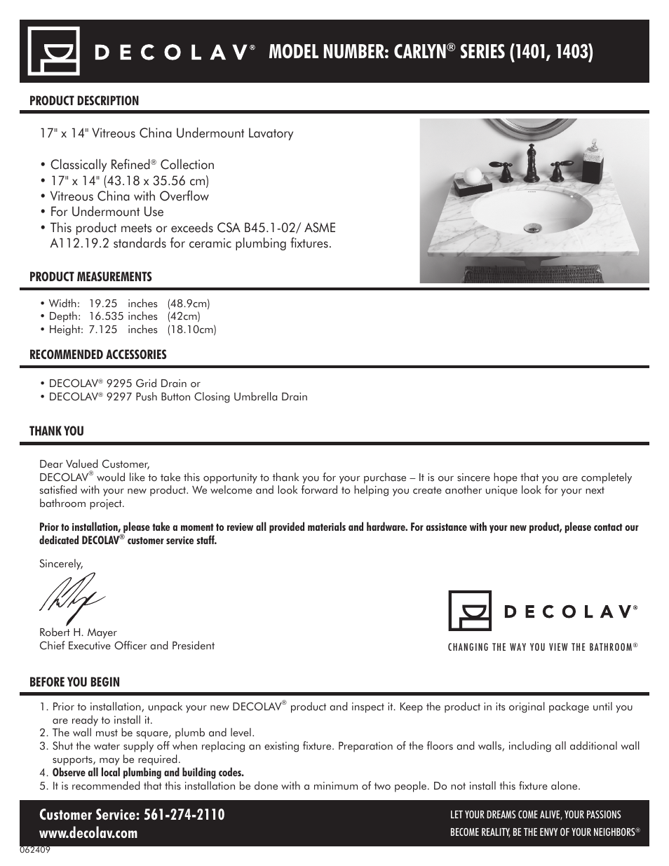 Decolav 1401 User Manual | 18 pages