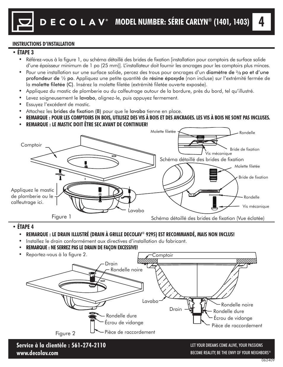 Model number: série carlyn | Decolav 1401 User Manual | Page 10 / 18