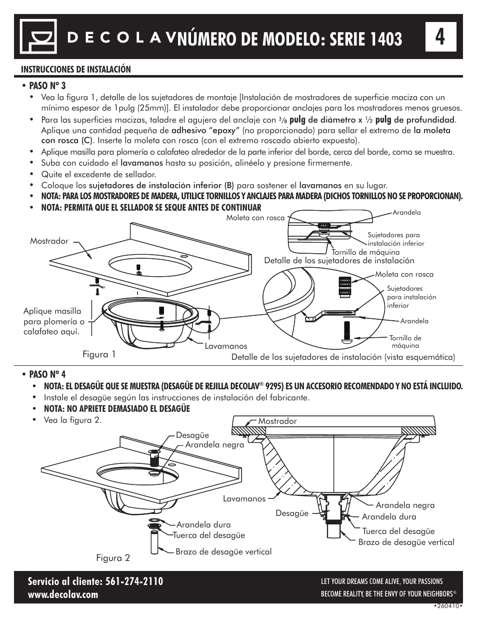 Número de modelo: serie 1403 | Decolav 1401 User Manual | Page 16 / 18
