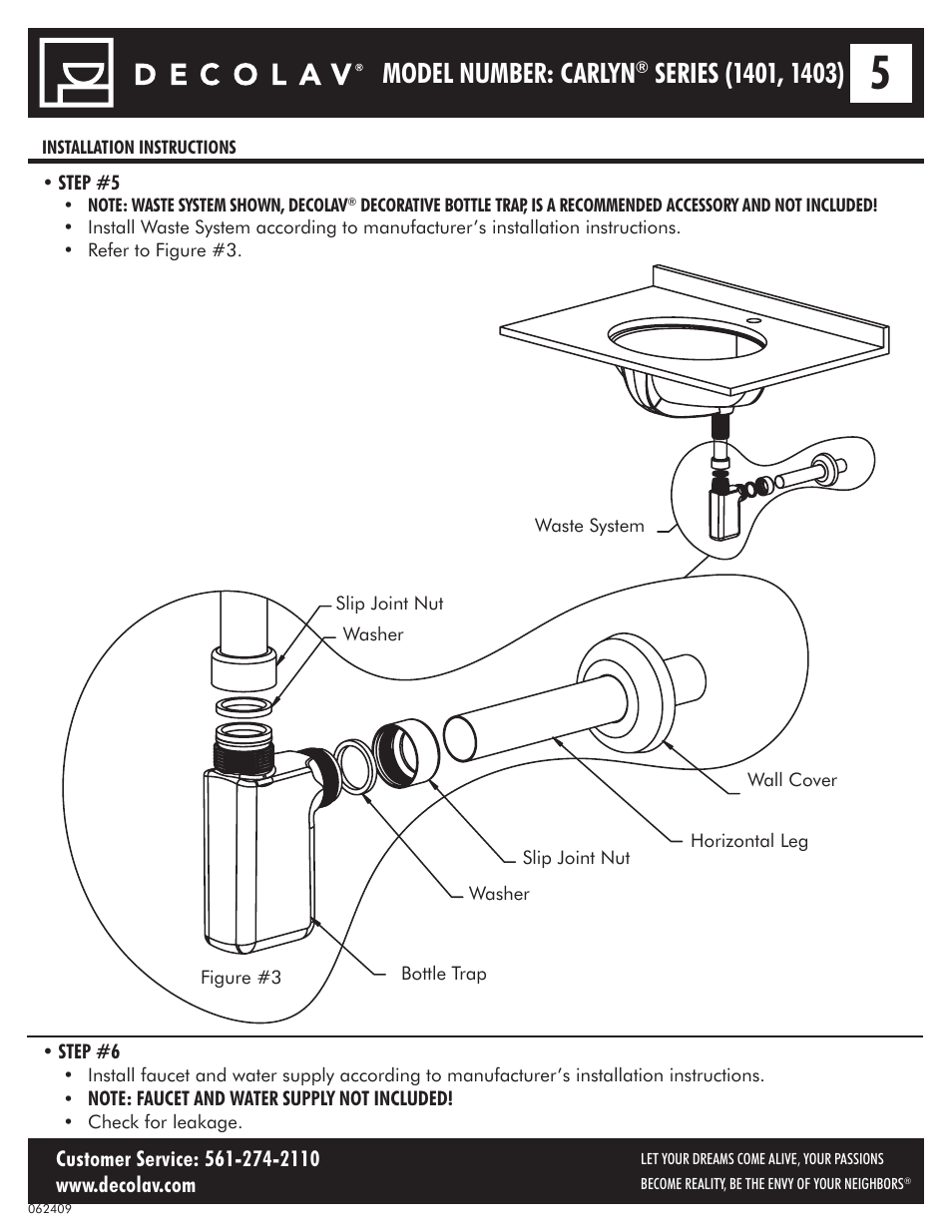 Model number: carlyn | Decolav 1401 User Manual | Page 5 / 18