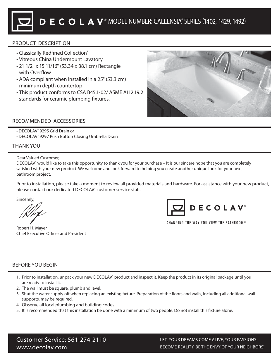 Decolav 1402 User Manual | 12 pages