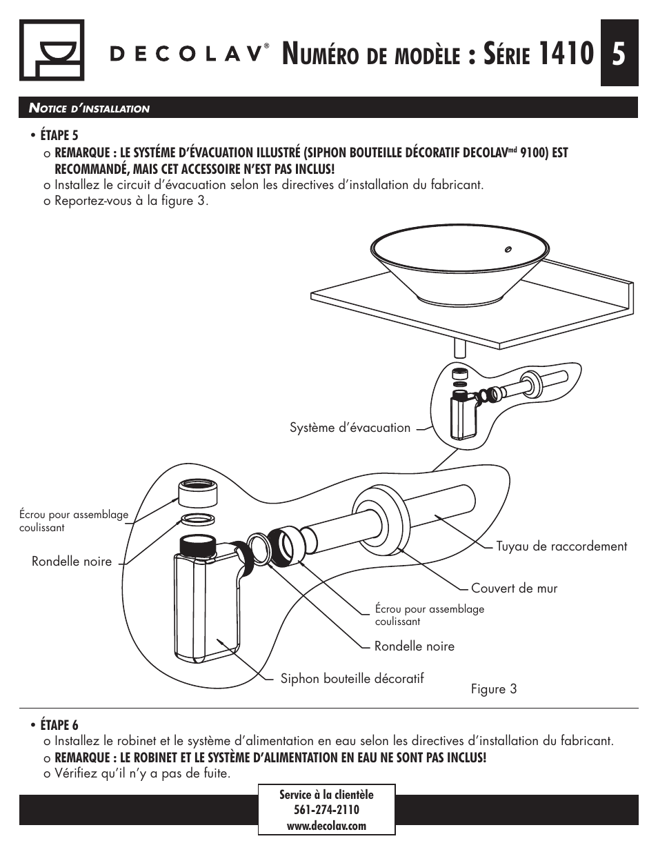 Uméro, Modèle, Érie | Decolav 1410 User Manual | Page 11 / 18