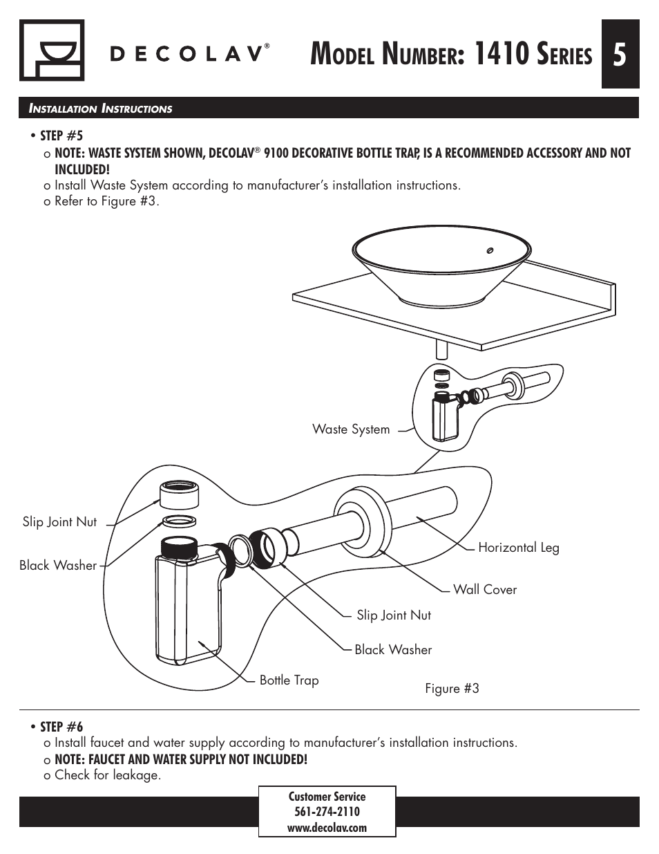 1410 s, Odel, Umber | Eries | Decolav 1410 User Manual | Page 5 / 18