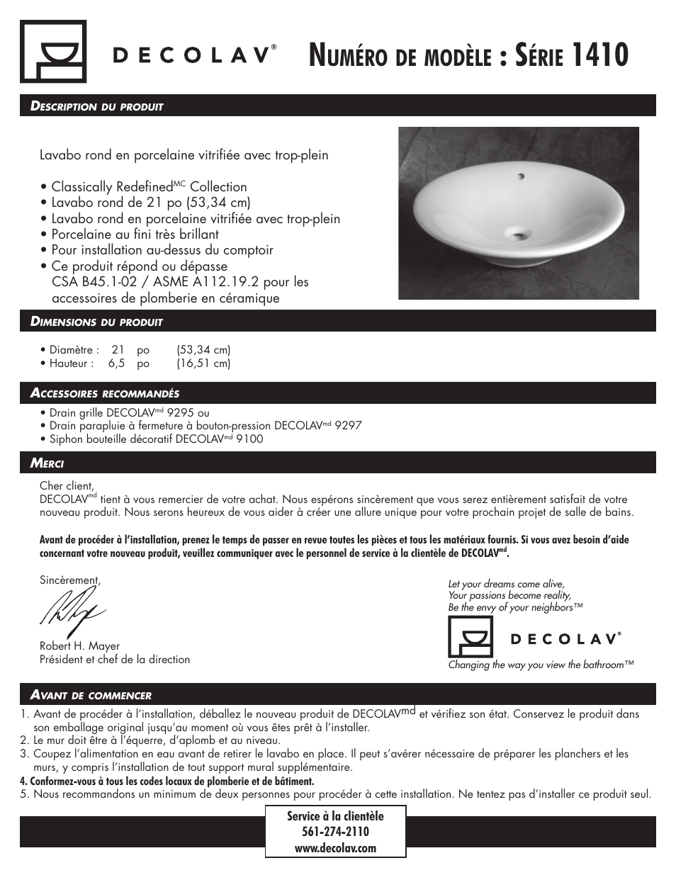 1410ti~3, Uméro, Modèle | Érie | Decolav 1410 User Manual | Page 7 / 18