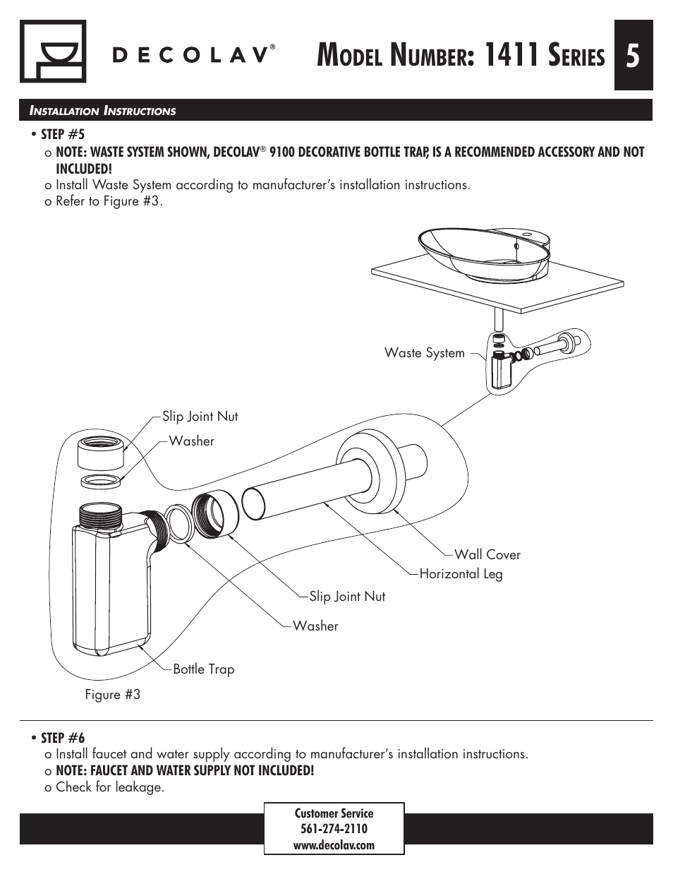 1411 s, Odel, Umber | Eries | Decolav 1411 User Manual | Page 5 / 6