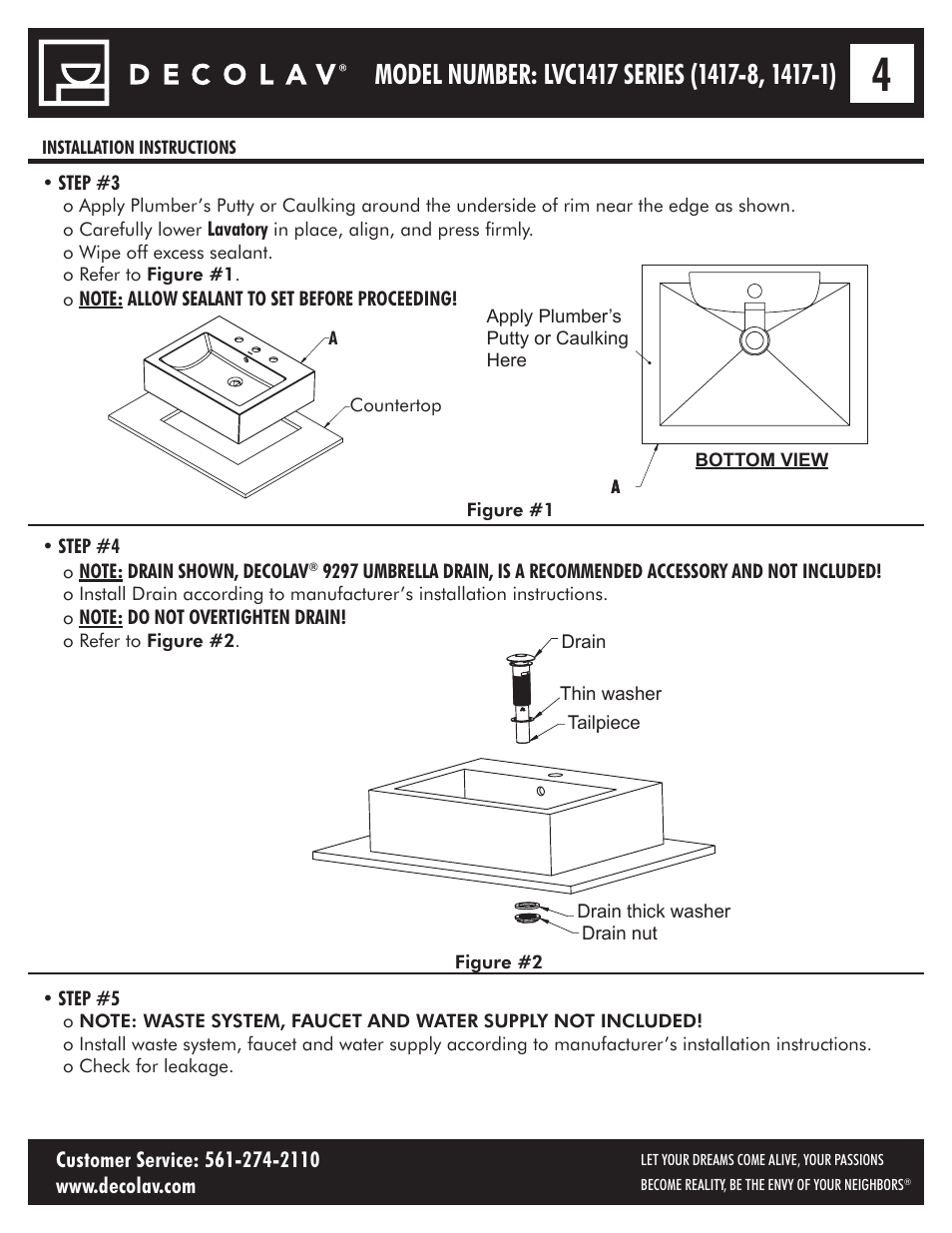 Decolav 1417-8 User Manual | Page 4 / 15