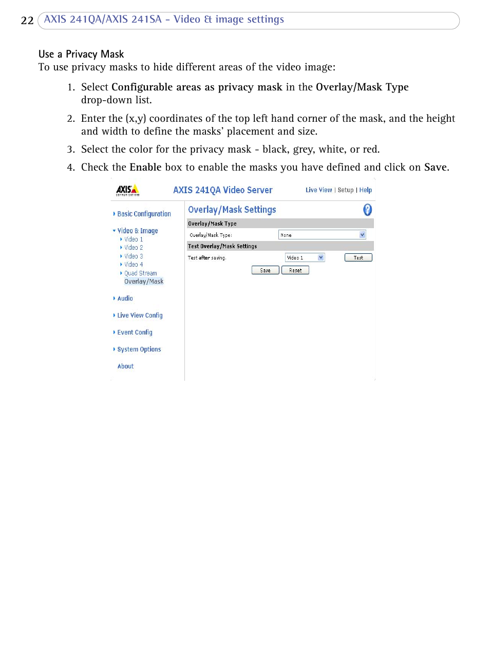 Axis Communications Video Server AXIS 241SA User Manual | Page 22 / 83