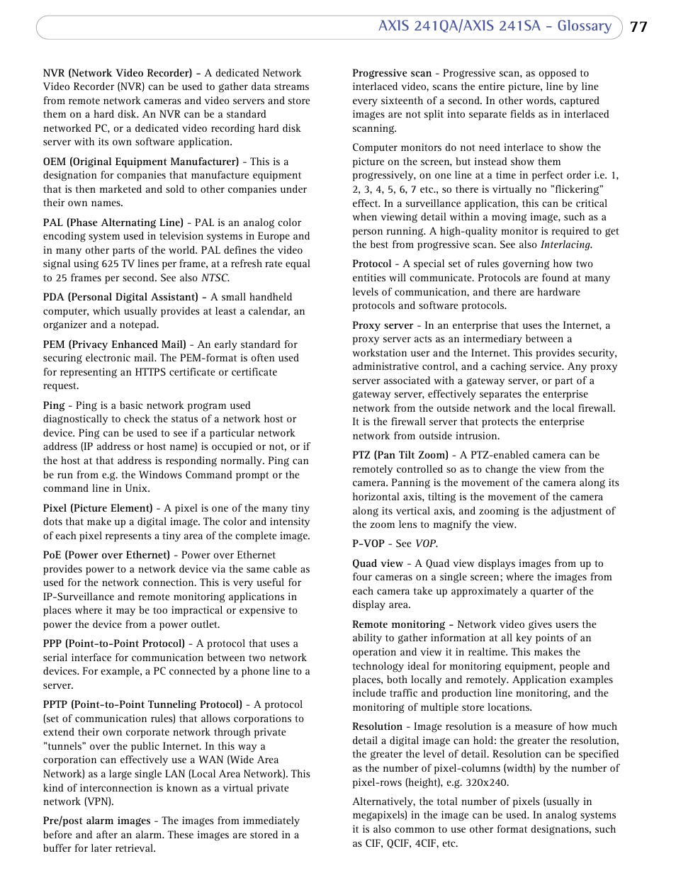 Axis Communications Video Server AXIS 241SA User Manual | Page 77 / 83