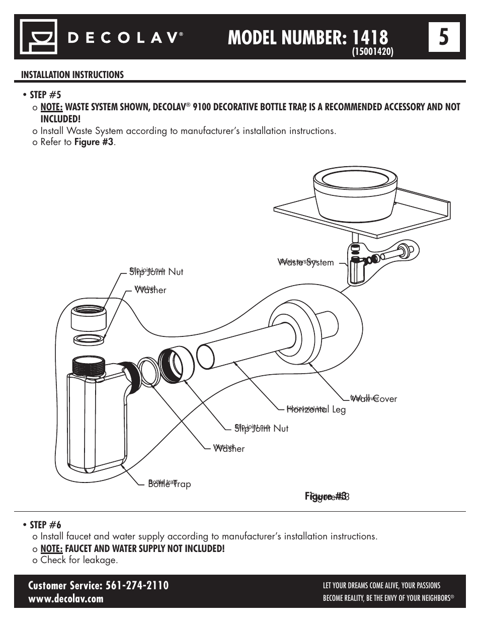 Model number: 1418 | Decolav 1418 User Manual | Page 5 / 6
