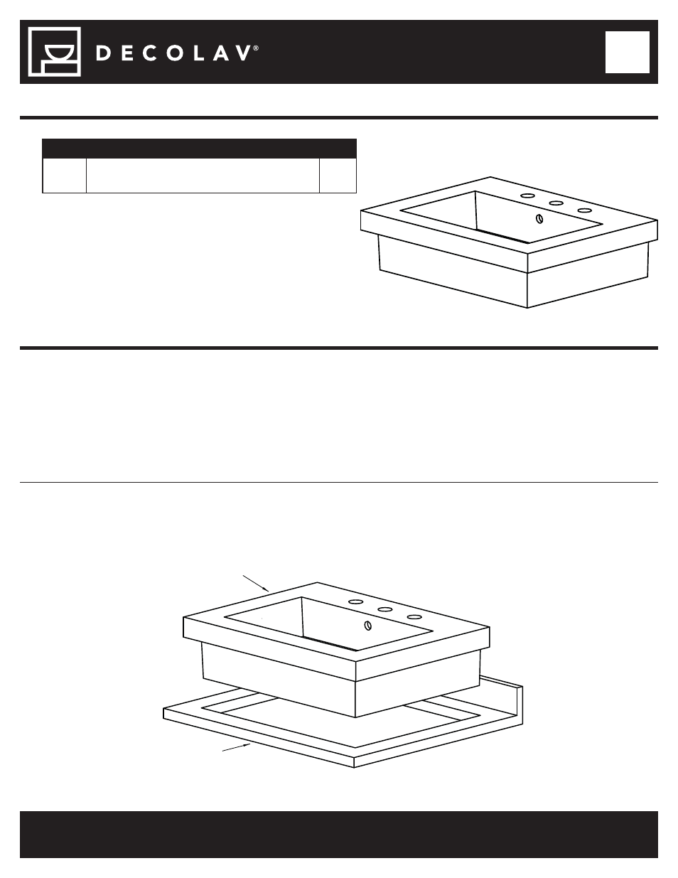 Model number: 1419 series | Decolav 1419 User Manual | Page 3 / 6