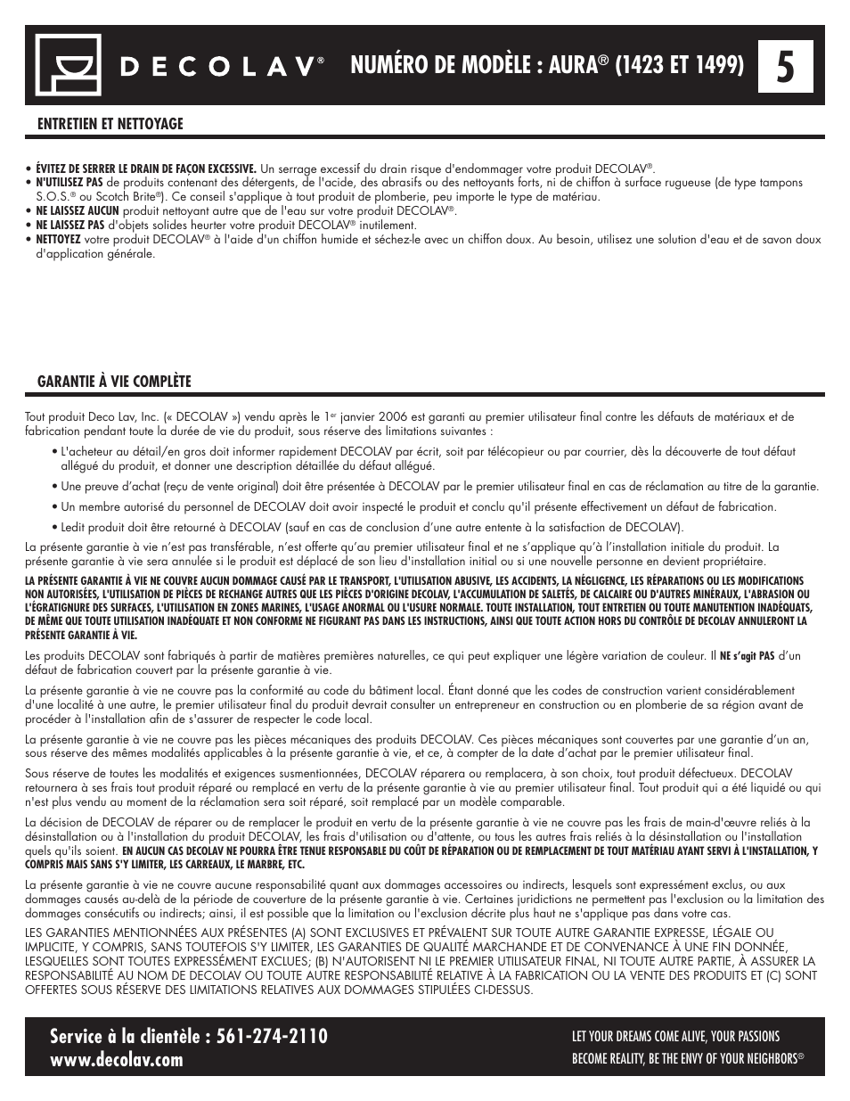Numéro de modèle : aura | Decolav 1423 User Manual | Page 10 / 15