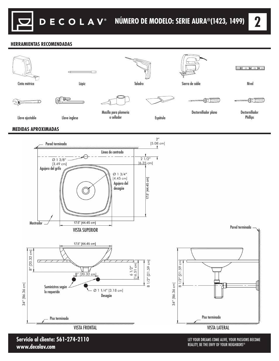 Número de modelo: serie aura | Decolav 1423 User Manual | Page 12 / 15
