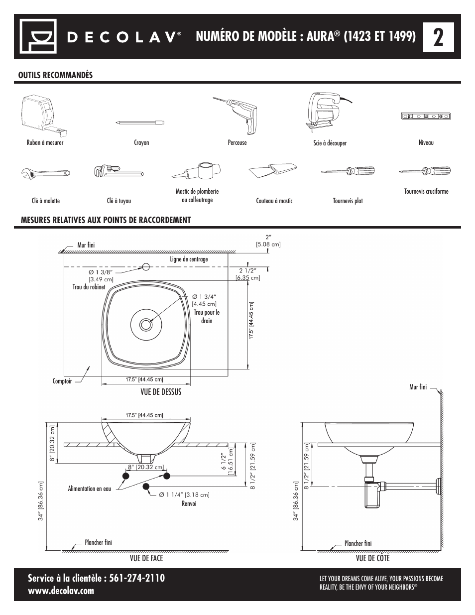 Numéro de modèle : aura | Decolav 1423 User Manual | Page 7 / 15