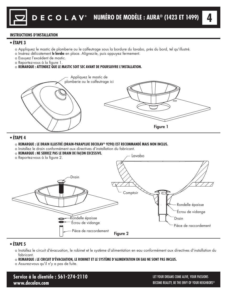 Numéro de modèle : aura | Decolav 1423 User Manual | Page 9 / 15