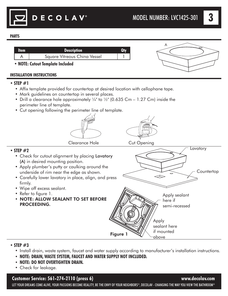 Decolav 1425 User Manual | Page 3 / 16