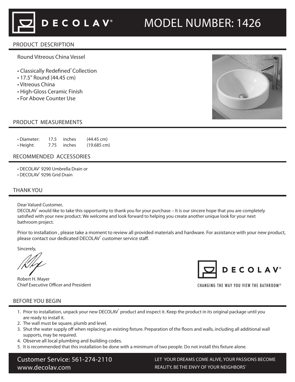 Decolav 1426 User Manual | 18 pages