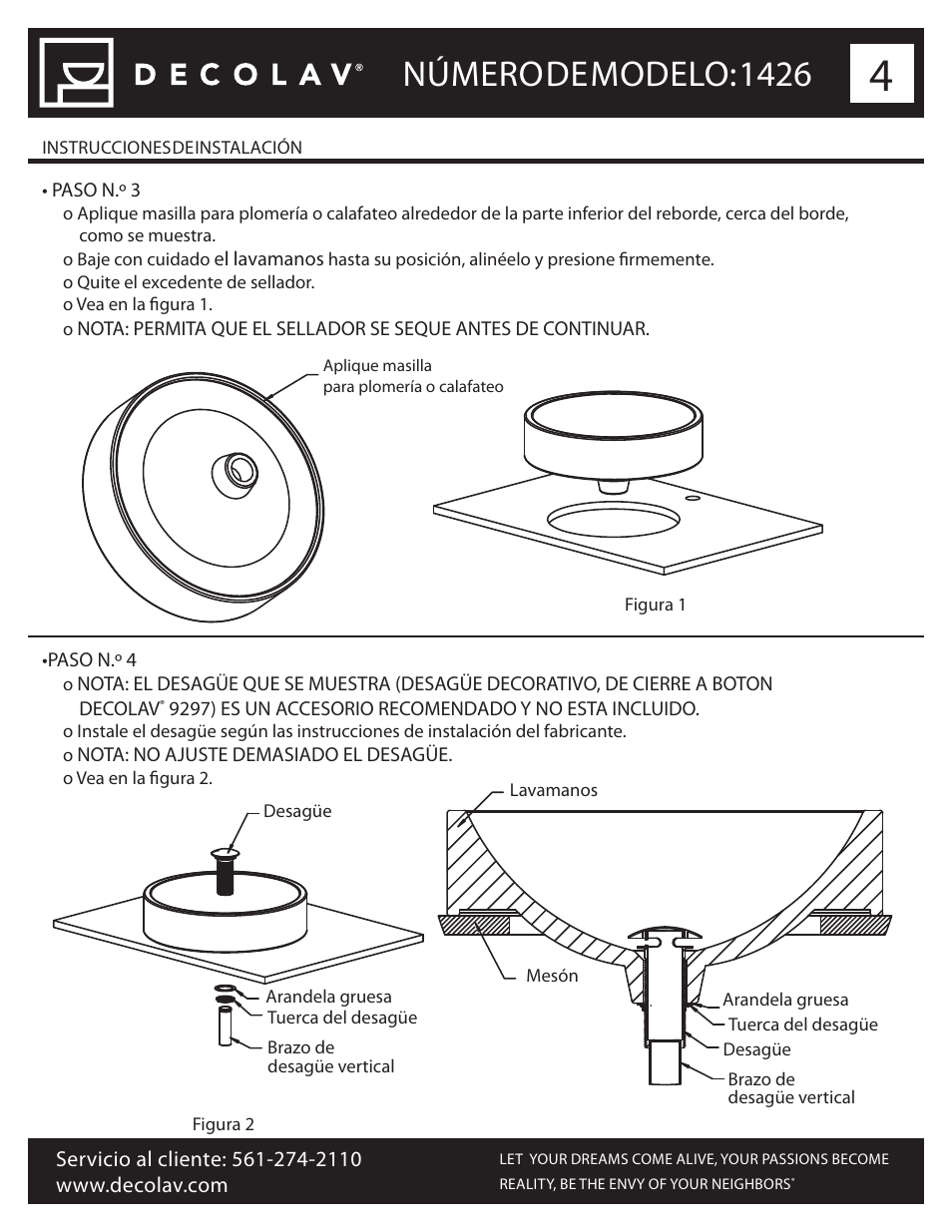 Número de modelo: 1426 | Decolav 1426 User Manual | Page 16 / 18