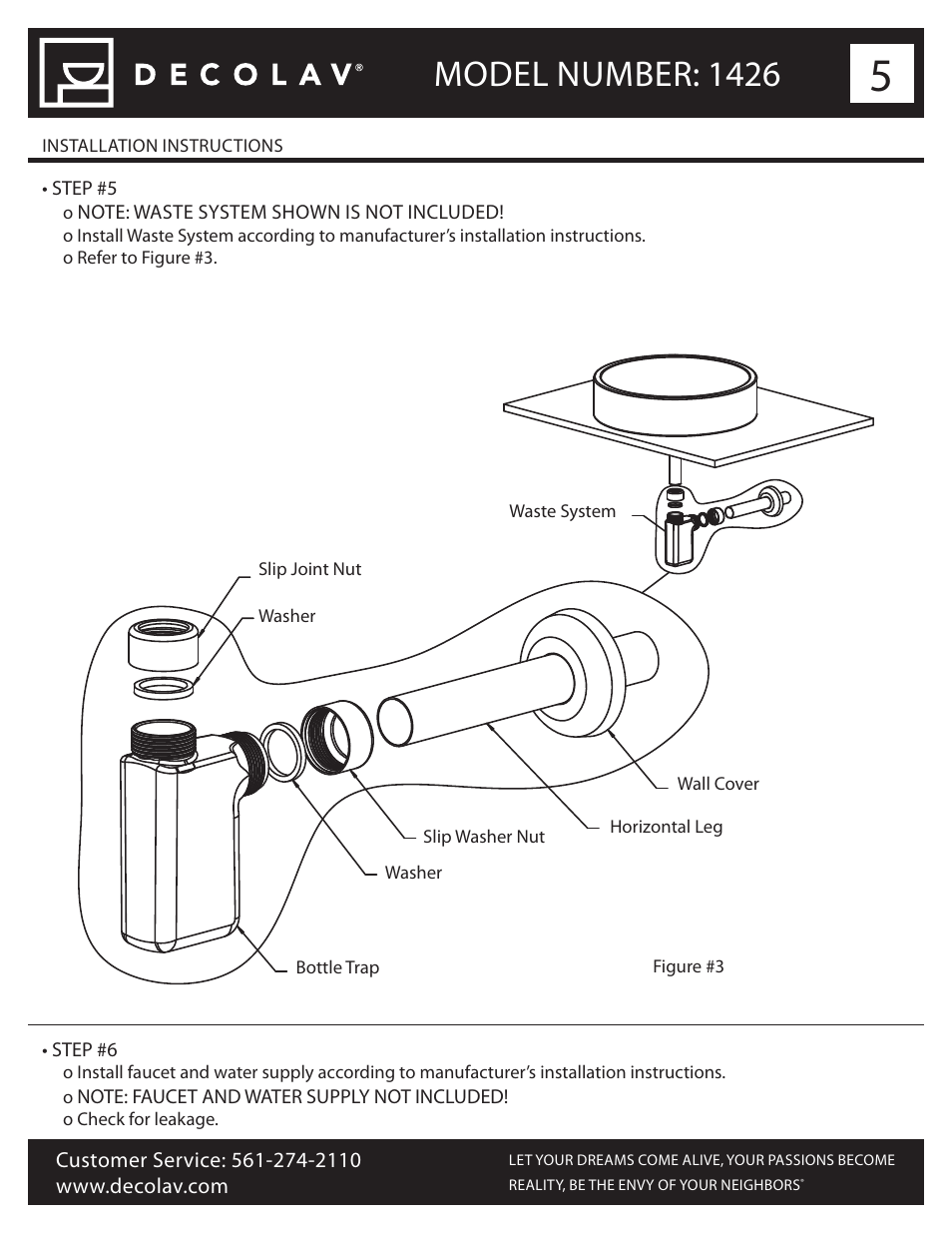 Model number: 1426 | Decolav 1426 User Manual | Page 5 / 18