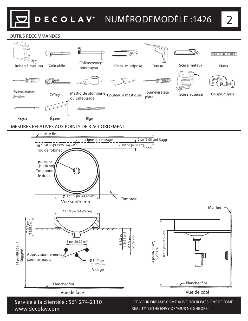 Numéro de modèle : 1426 | Decolav 1426 User Manual | Page 8 / 18