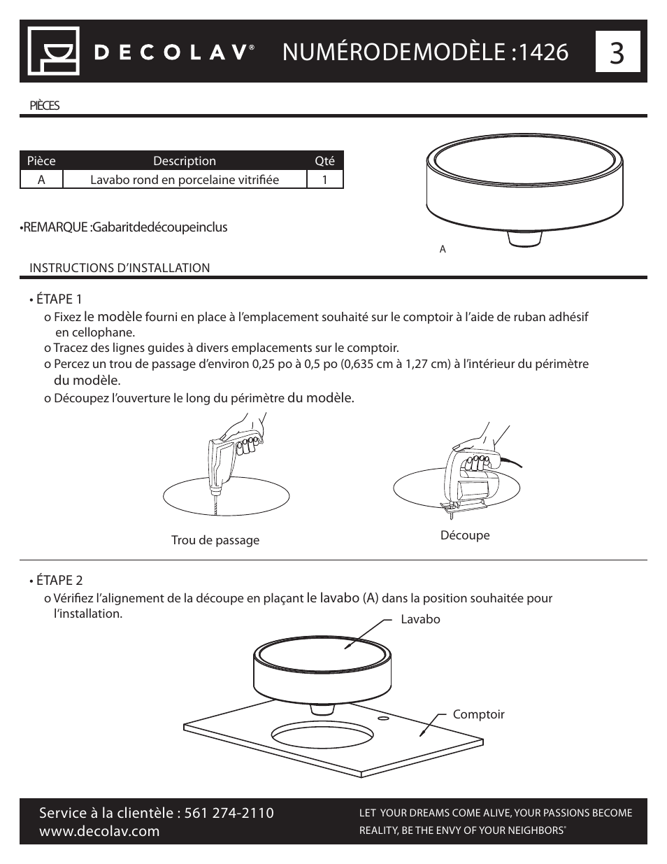 Numéro de modèle : 1426 | Decolav 1426 User Manual | Page 9 / 18