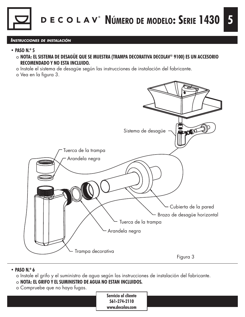 Úmero, Modelo, Erie | Decolav 1430 User Manual | Page 17 / 18