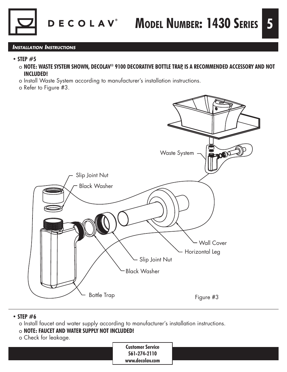 1430 s, Odel, Umber | Eries | Decolav 1430 User Manual | Page 5 / 18