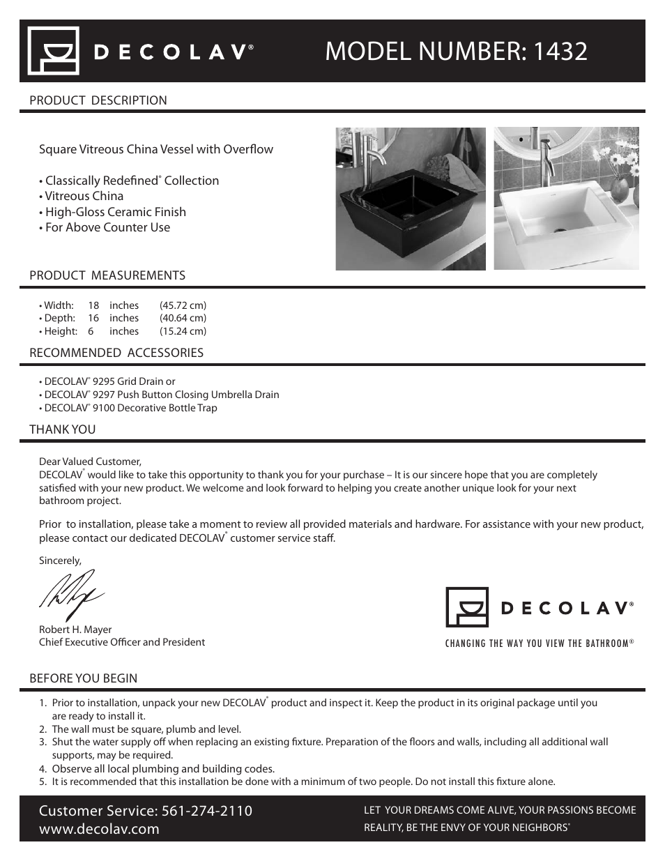 Decolav 1432 User Manual | 15 pages