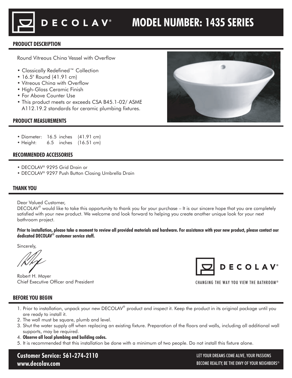 Decolav 1435 User Manual | 15 pages