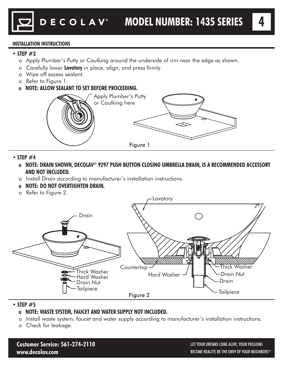 Model number: 1435 series | Decolav 1435 User Manual | Page 4 / 15