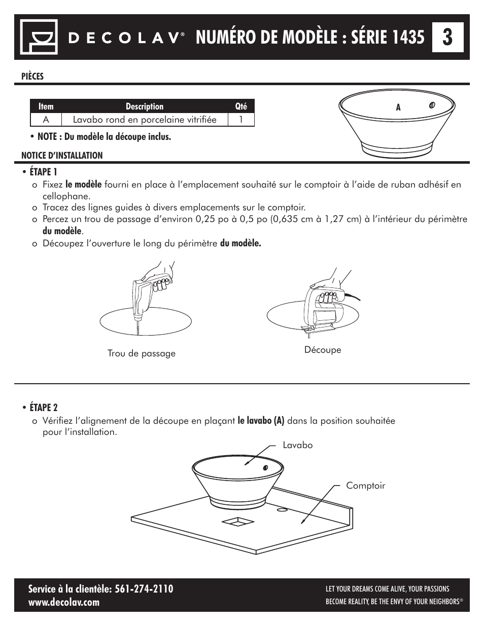 Numéro de modèle : série 1435 | Decolav 1435 User Manual | Page 8 / 15