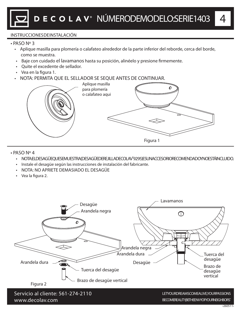 Número de modelo: serie 1403 | Decolav 1441 User Manual | Page 16 / 18