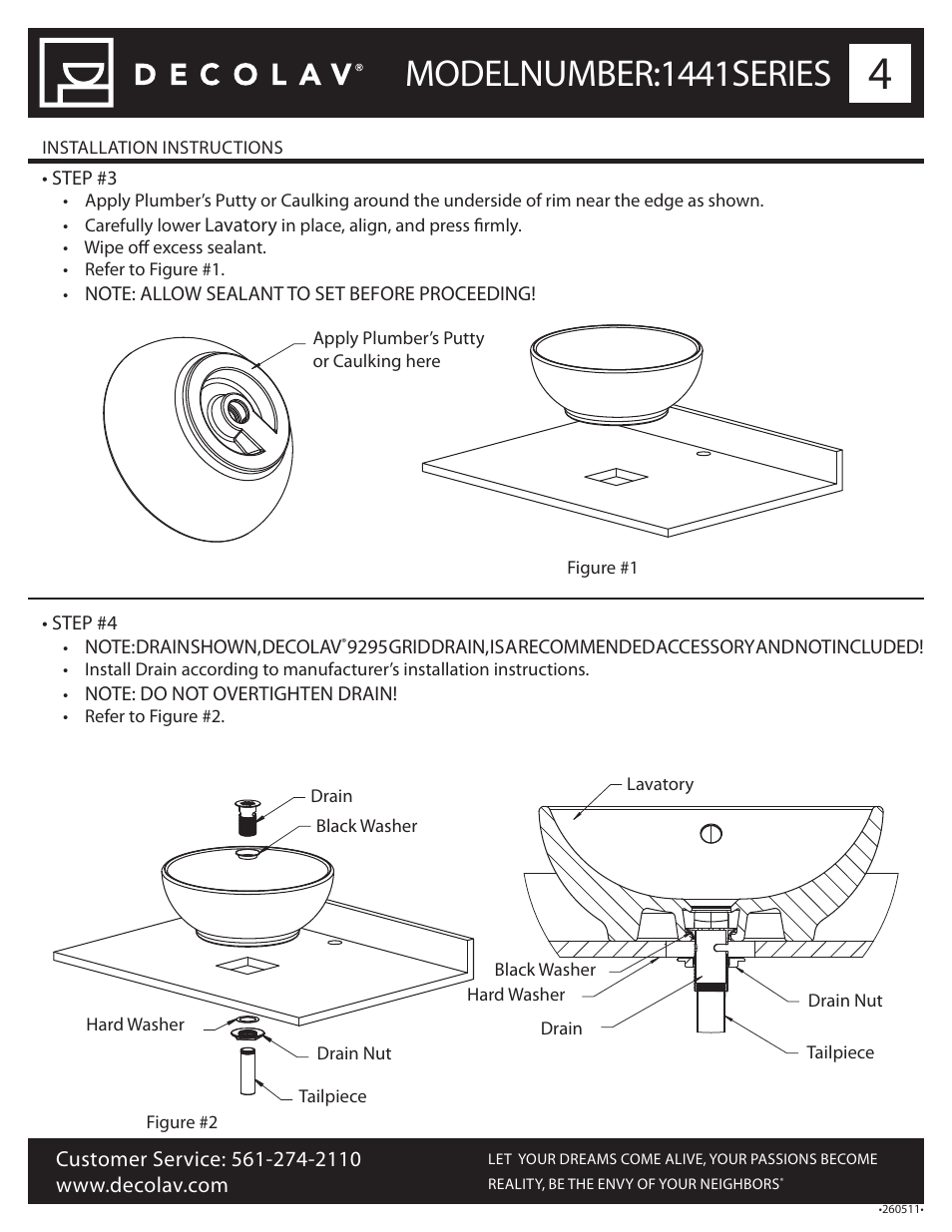 Model number: 1441 series | Decolav 1441 User Manual | Page 4 / 18