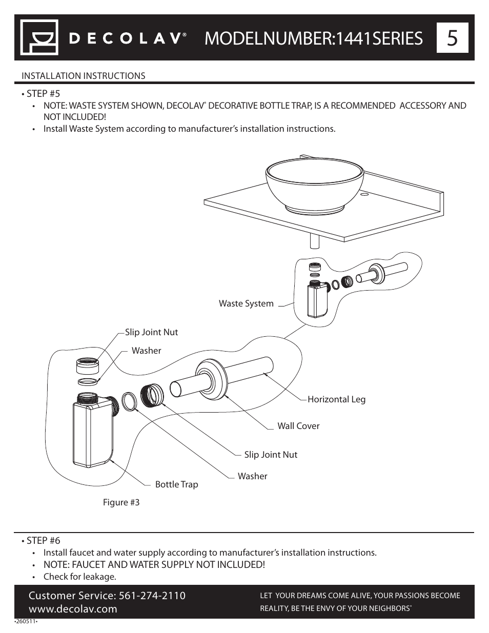 Model number: 1441 series | Decolav 1441 User Manual | Page 5 / 18