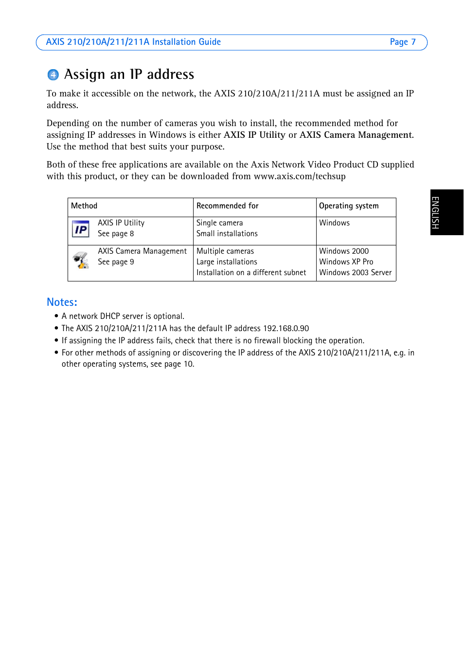 Assign an ip address | Axis Communications Axis 211 User Manual | Page 7 / 83