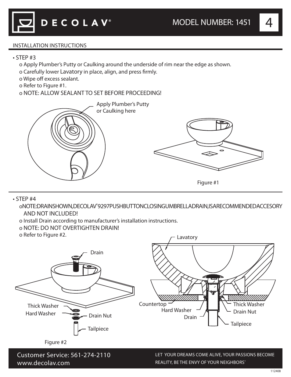 Model number: 1451 | Decolav 1451 User Manual | Page 4 / 18