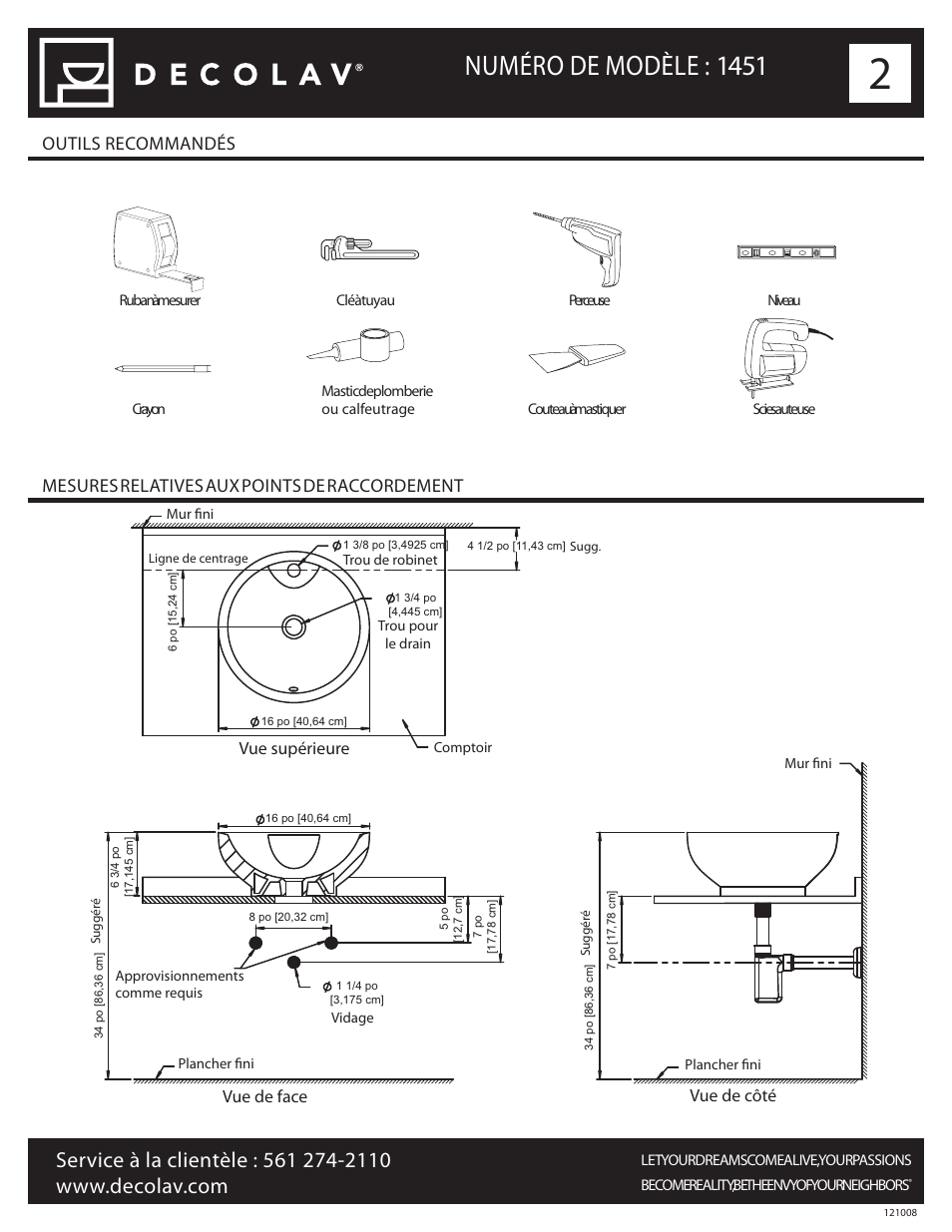 Numéro de modèle : 1451 | Decolav 1451 User Manual | Page 8 / 18