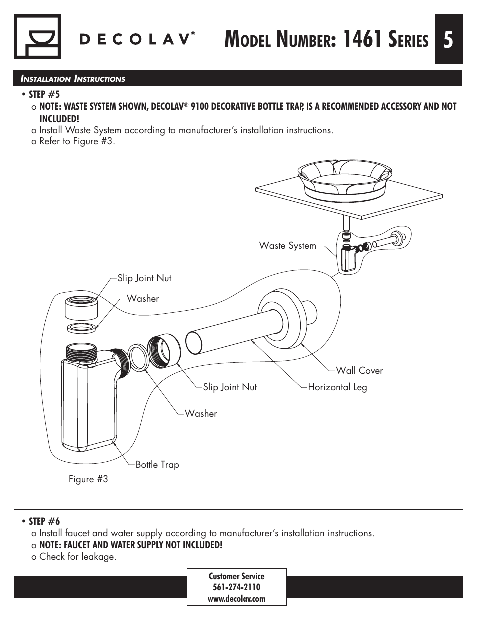 1461 s, Odel, Umber | Eries | Decolav 1461 User Manual | Page 5 / 6