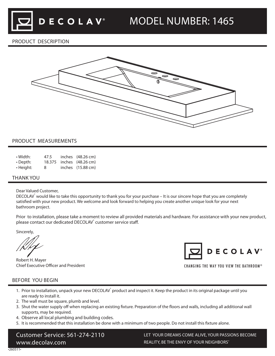 Decolav 1465 User Manual | 4 pages