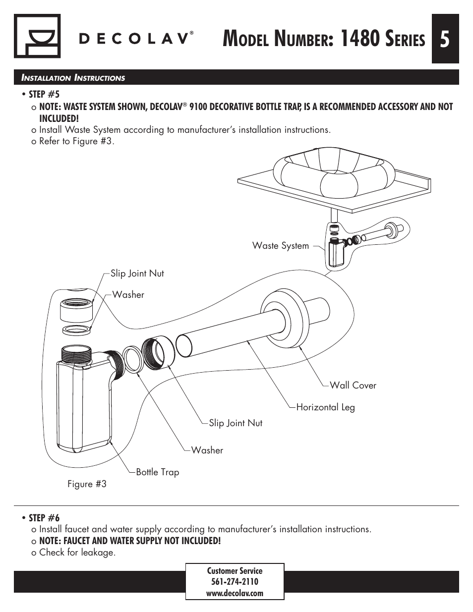 1480 s, Odel, Umber | Eries | Decolav 1480 User Manual | Page 5 / 6