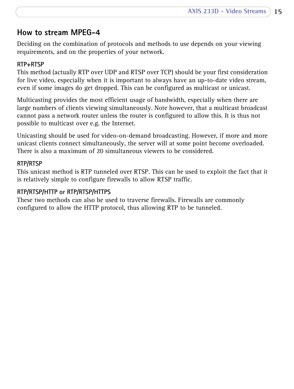 How to stream mpeg-4 | Axis Communications AXIS 233D User Manual | Page 15 / 69