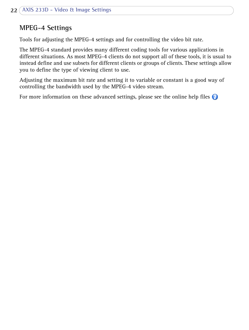 Mpeg-4 settings | Axis Communications AXIS 233D User Manual | Page 22 / 69
